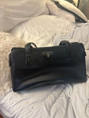Vintage Prada Black Leather Top-Handle bag